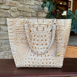 Brahmin Cream Crocodile Embossed Tote